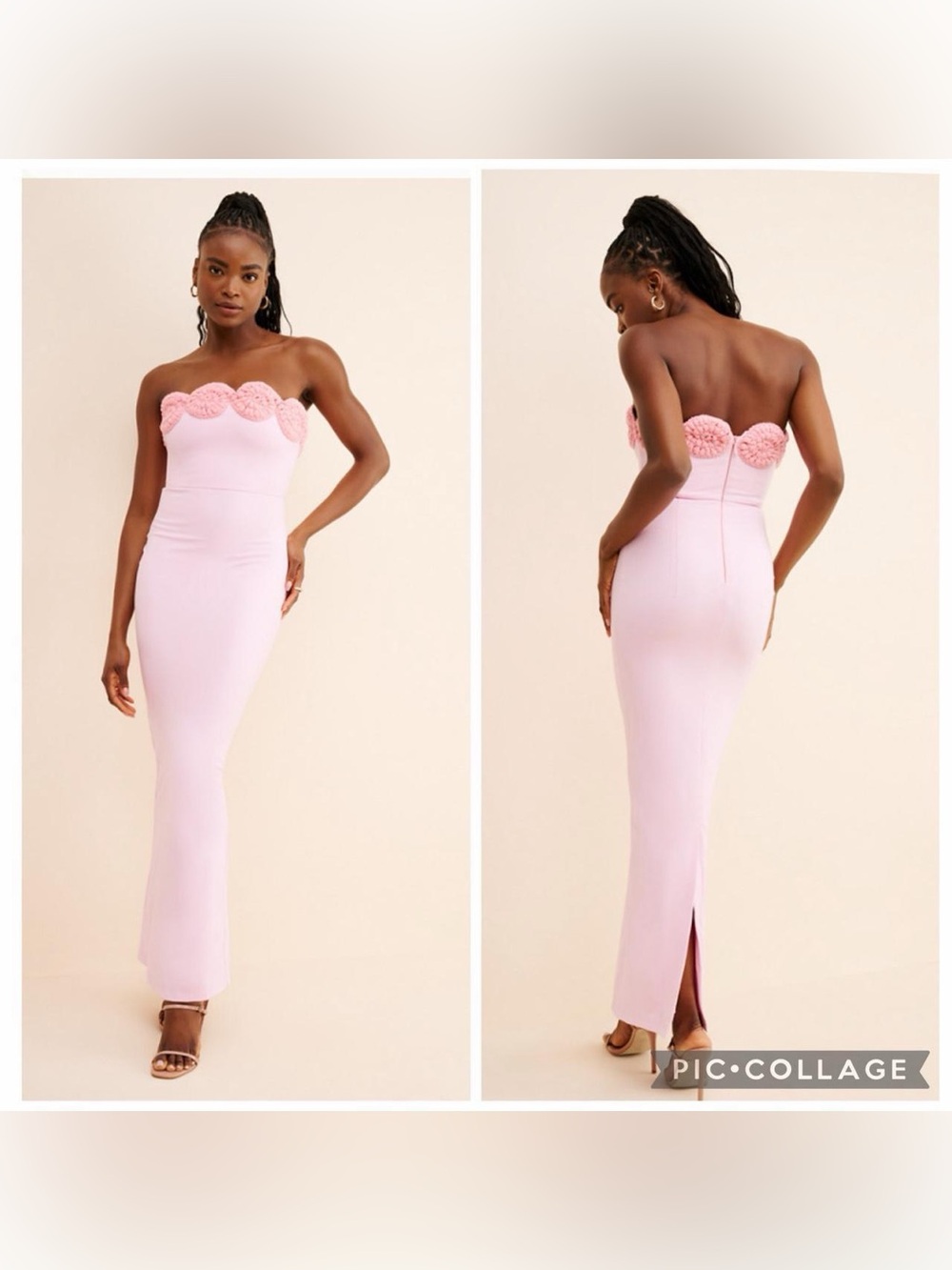 Elexiay Edo Baby Pink Maxi Dress Size Medium